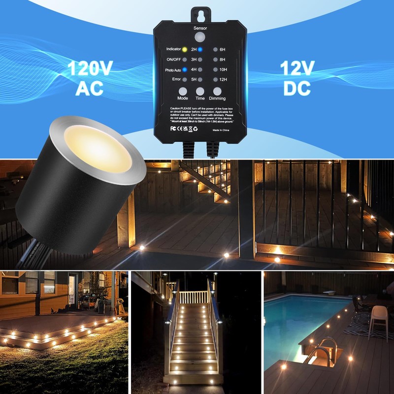 SMY Lighting Dimmable LED Deck Lights with Timer and Photocell