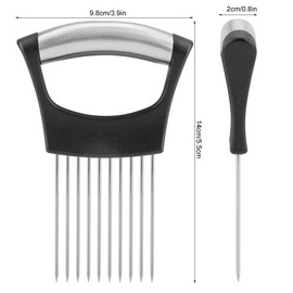Onion Cutter Holder, Vegetable Slicer Cutting Tools with 10 Prongs, Meat Slicer Meat Tenderizer Needle, Handy Kitchen Gadgets Safety Cooking Tools
