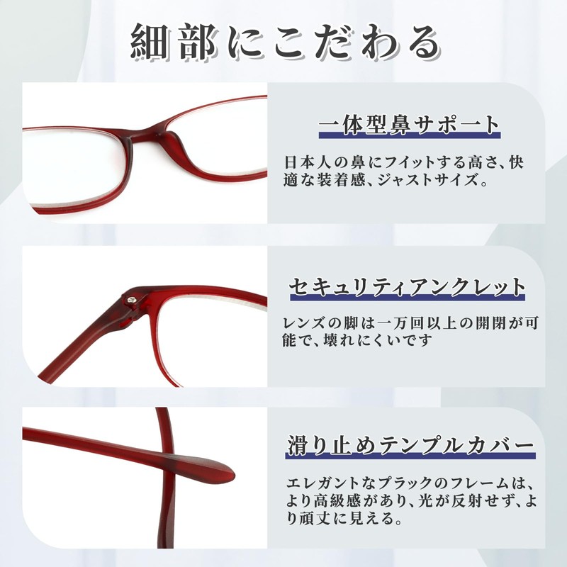 [Zessilo] 老眼鏡 おしゃれ 軽量形状記憶 フレーム ウェリントンフレーム老眼鏡 つや消しの質感 老眼用メガネ レディース メンズ