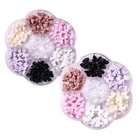 Acrylic Nail Art Decoration, 2 Boxes Multicoloured Bow Nail Art Charms, Nail Beads Gemstones Nail Pendant for Women Girls Nail Art Design Decorations DIY Crafts (B)