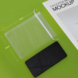 Iwokerfull 60Pcs White Organza Bags 5x7 inch, Small Jewelry Bags Bulk Sheer Mesh Drawstring Gift Bags, Sheer Wedding Party Favor Bags, Empty Sachet Bags for Candy Gift Pouches Valentine‘s Day Festival