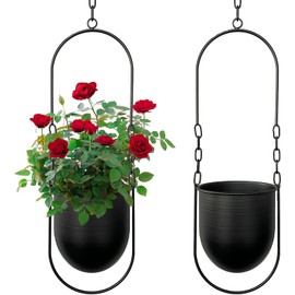 JUSUFU Metal Hanging Planters, 2pcs Black Hanging Planters for Indoor & Outdoor Plants, No Plant incld