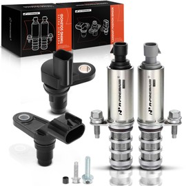 A-Premium VVT Intake & Exhaust Camshaft Position Actuator Solenoid Valve Kit W/Camshaft Crankshaft Sensor - Compatible with Chevy GMC Buick Pontiac Saturn - Replace 12655421 12655420 12577245 907-799