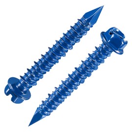 Wensilon(30 PCS) 1/4" * 2-1/4" Slotted Hex Washer Head Concrete Screws Anchor Kit Blue Flat Head for Anchoring to Masonry, Block or Brick Stucco