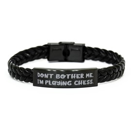 Cool Chess Gifts, Don't Bother Me, I'm Playing Chess, Funny Birthday Braided Leather Bracelet from Friends, Friendship bracelet, Couple bracelet, His and hers bracelet, Leather cuff bracelet,