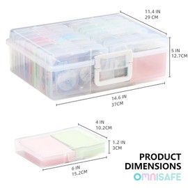 OMNISAFE 4x6 Photo Storage Cases, 16 Inner Plastic Craft Storage Container, Acid-Free Box for Pictures, Crafts, Scrapbooking, Photo Keeper with Handle
