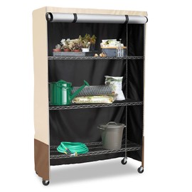 ANartcle Shelf Covers for Wire Shelving,600D Heavy Duty Waterproof Dustproof Storage Shelving Unit Cover,Fits 5-Tier Adjustable Heavy Duty Storage Shelving Unit 48''L x 24''W x 72''H,Beige&brown.