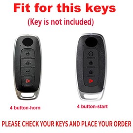 TECART Key Fob Cover for Nissan Key Fob Case Cover Holder Fit for 2023 2024 Rouge Pathfinder Versa 4Runner 4 Buttons Smart Key Car Accessories Key Remote Case Shell Protector Black