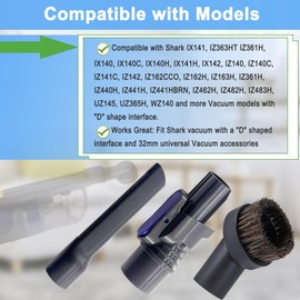 IX141 Pet Cordless Stick Vacuum Replacement for Shark IX141 IZ363HT IZ361H IZ462H IZ483H IZ362H IX140 IZ140 IX142 IZ162H,1.25" Horse Hair Brush Attachment Crevice Tool Adapter for D-Shaped Vacuum