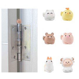 UFURMATE 6Pcs Colorful Animal Hinge Topper Decoration Magnetic Little Resin Pet Hinge Head Magnets Ornaments Cute Art Hinge Head Figurine for Animal Lovers
