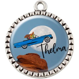 THELMA (& Louise) Cute Best Friends BFF Gun Charm Antique Silver Flat Bezel Pendant Necklace or Keychain ~ Great Gift for CHRISTmas!