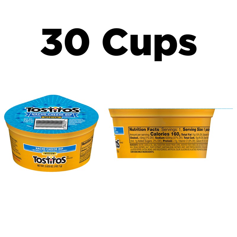 Tostitos Dips, Queso To Go Nacho Cheese Dip, Medium, 3.625