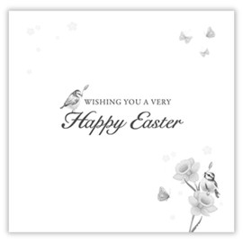 Noel Tatt Religious Easter Greeting Cards Pack of 6 - Happy Easter Cards with Floral Cross and Blue Tits Design - Easter Blessings - 127 x 127mm