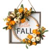 TEMPUS 12'' Wood Beads Wreath Hello Fall Sign Autumn Front