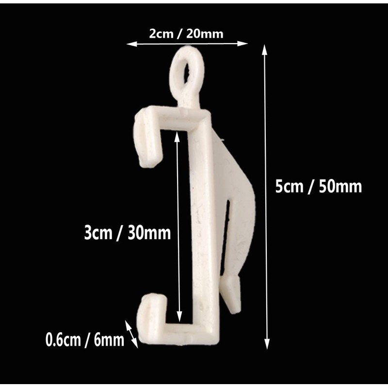 IPEAK Pack of 25 Curtain Rods Sliding Hooks Plastic White