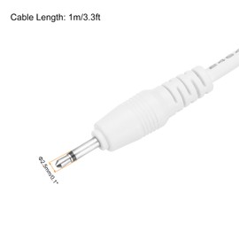 MECCANIXITY USB to DC Power Cable 2A 5V DC Power Cord 2.5mm Jack Charging Plug Connector Cable Adapter for Fan Camera Phone Tablet Devices (3.3ft, White)