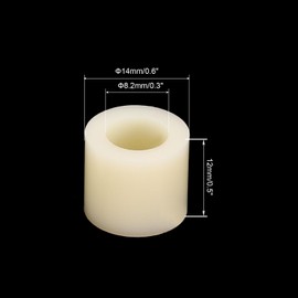 PATIKIL M8 Round Spacer Washer Set, 50 Pcs 8.2mm ID, 14mm OD, 12mm Length Plastic Standoff for M8 Screws