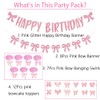 Coquette Pink Bow Birthday Decorations, Happy Birthday Banner and Bow
