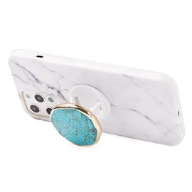 Turquoise Stone Phone Grip with Gold Stand Mount Holder for Cellphone, Tablet