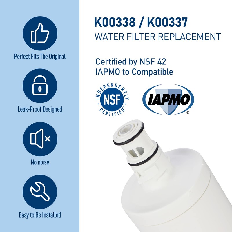 PERCOLA Manitowoc K00338/K00337 Arctic Pure Ice Maker Water Filter, Compatible
