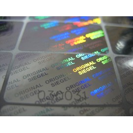 Holographic labels BY EtikettenWorld 17 mm x 30 mm ORIGINAL SEIGEL with serial numbers,EW-H-M120Es Tamper proof, Water proof, Security seal labels (200)