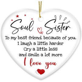 Fvviia Soul Sister Gifts for Friends, Christmas Ornaments - Christmas, Friend Birthday Gifts for Women, BFF, Bestie Gift Ideas, Friendship Gifts for Women - Christmas Tree Decoration Ceramic Ornament