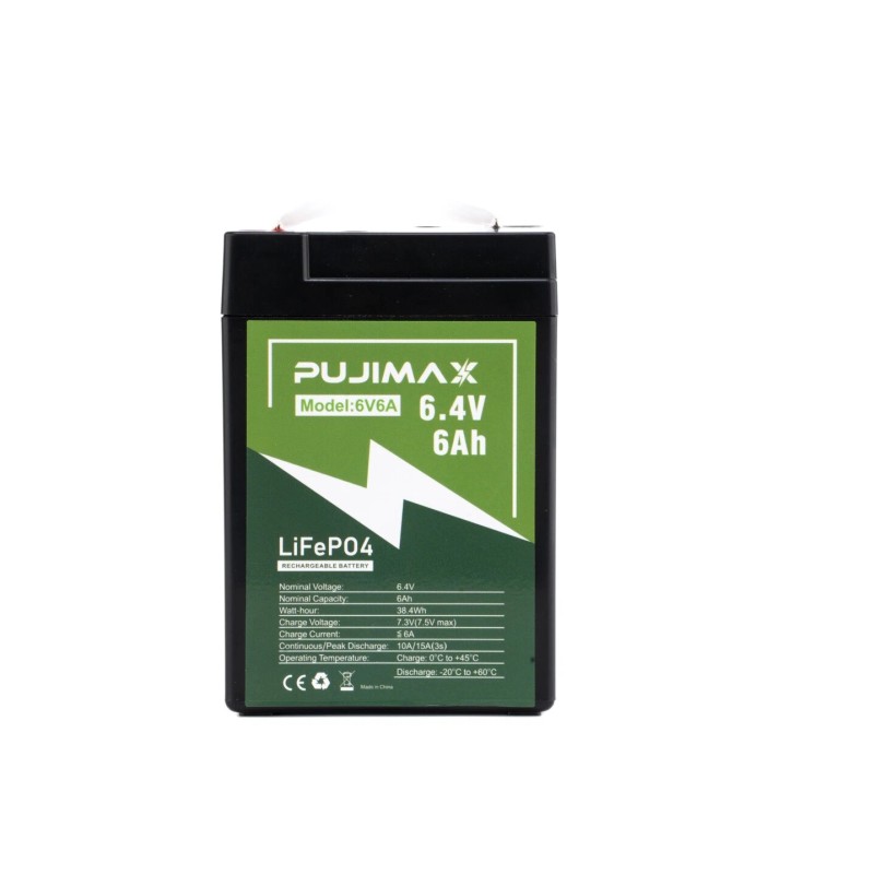 PUJIMAX Lifepo4 Lithium Battery 6V 6Ah 2000+ Cycles Rechargeable Lithium