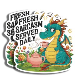 Fresh Sarcasm Served Daily Stickers - Funny Sarcastic Sarcasm Stickers - 5" On Longest Side - 2 Pack - High Adhesive Tack - Bumper Stickers for Cars, Truck, SUV - Made in USA - PLS272