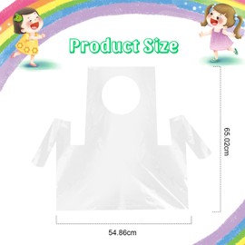 Noaya 100PCS Disposable Kids Aprons - Kids Apron, Disposable Plastic Aprons, Perfect for Creative Kids, Disposable Aprons, Plastic Aprons for Painting Cooking Eating Teaching Picnic for DIY Craft