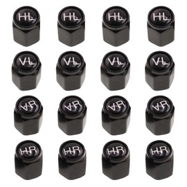 Pack of 16 Car Valve Caps with Labelling, Car Tyre Valve Caps, Black Car Valve Cap, Dustproof Valve Cover, Winter Tyres, Summer Tyres, Storage Valve Cover, for Car, SUV, Motorbike and Much More