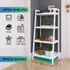 SMIBUY Bamboo Ladder Bookcase, Bathroom Storage Rack Organizer, 4 Tier