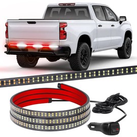 XRIDONSEN 48 inch Truck Tailgate Emergency Lights Strip 288 LED Tail/Rear Window Strobe Light Red White Flashing Warning Hazard Safety Fire Fighter Lights for Vehicles Trucks Pickup POV