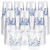 Jingmore 100 Pcs Blue Floral Plastic Cups 12 oz Blue White Wildflowers Disposable Clear Plastic Drinking Cups Bulk for Floral Summer Spring Birthday Bridal Shower Wedding Party Decorations Supplies