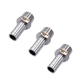 3 Pcs 3/4" Barb x 3/4" Male NPT Stainless Steel Hose Barb to NPT Male Adapter Connectors for Water, Gas, Oil, Fuel, Air Tools, RV Plumbing and Compressor
