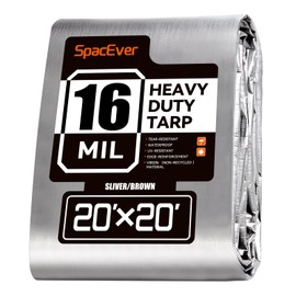 SpacEver 20x20 FT Tarp Waterproof, 16 Mil Tarps Heavy Duty Waterproof Multipurpose Protective Cover UV Resistant Rip & Tear Resistant Waterproof with Grommets Reversible for Home Boats Cars Camping | SpacEver
