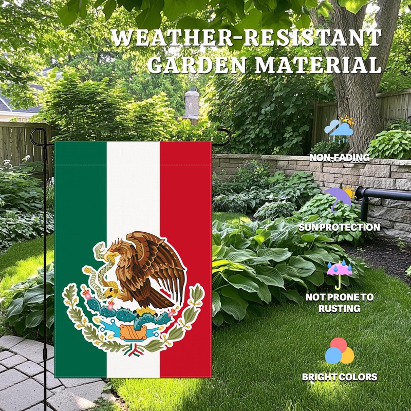 Mexico Garden Flag 12x18 Meixico Eagle Canvas Double Sided Home