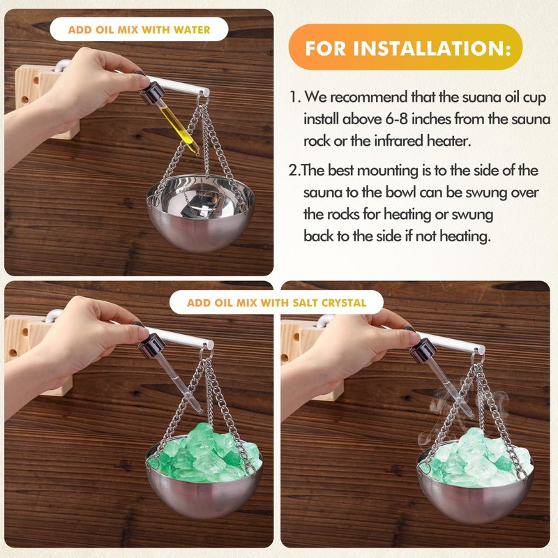 Nuogo 2 Set Sauna Aromatherapy Bowls Oil Cup Holder Swinging