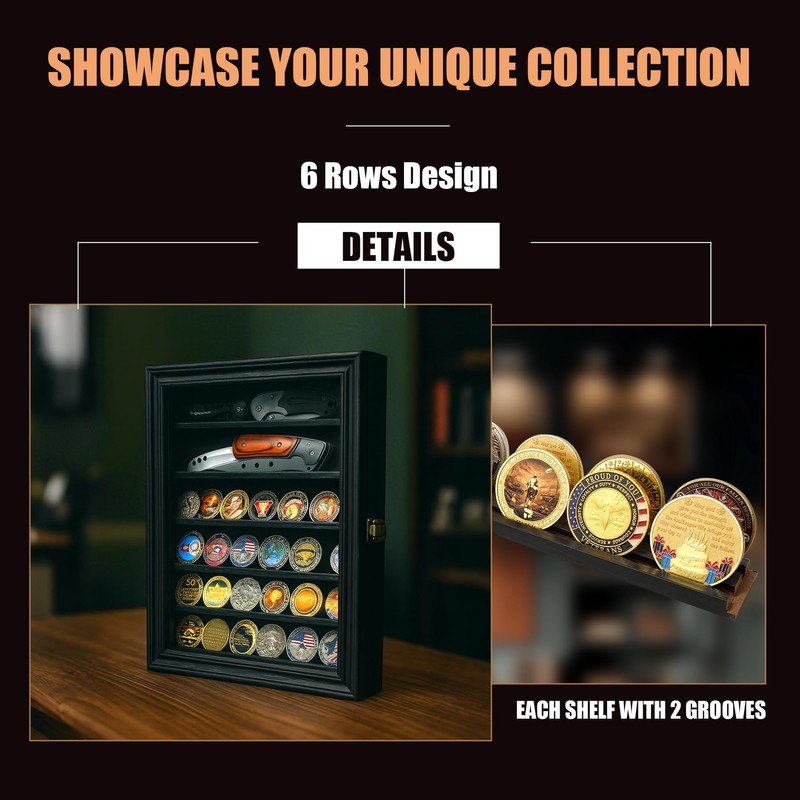 DecoWoodo Knife Display Case with HD Tempered Glass & Removable