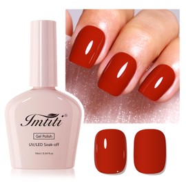 Imtiti Red Gel Nail Polish, Vivid True Bright Red High Shine Gel Polish, UV/LED Soak Off, Long Lasting Glossy Manicure for Women Salon DIY(10ml-1906)