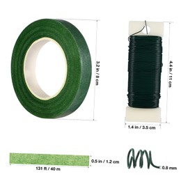 DOITOOL 1set Floral Tool of Green Floral Tape of Flexible Florist Wire for DIY Bouquets Wreath Making and Floral Crafts