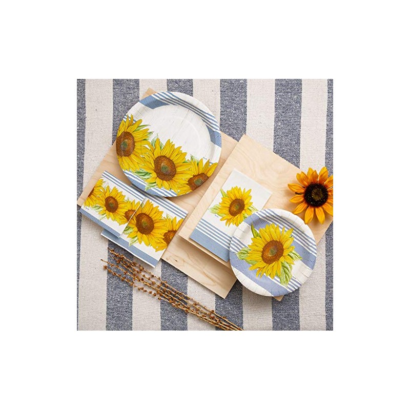 Portmerion Botanic Garden Sunflower Small Disposable Paper Plates, 8'' D,