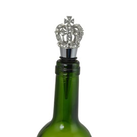 Wine Bottle Stopper Reusible Decorative Royal Crown for King or Queen Bling Crystal Rhinestones Champagne Stopper in Silver