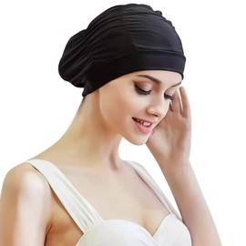 Pleated Swim Cap Ladies Swimming Hat Women Long Hair Swim Cap Bathing Cap Ears Protection Cap Swim Hat Super Elastic Turban Swimming Cap Surfing Cap Shower Cap for Long Hair Short Hair