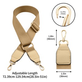 QIUTIMIY Canvas Adjustable Replacement Bag Strap, Wide Shoulder Bag Belt with Metal Swivel Hooks for Messenger Bag, Crossbody Handbag (Leather-Light Brown)