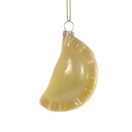Cody Foster & Co Glazed Pierogi Ornament, Traditional Polish Glass Decor, Creamy Finish, Beige