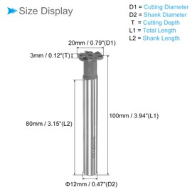 CoCud T-Slot Milling Cutter, 6 Blades, 0.8" Cutting Diameter, 0.12" Cutting Depth Linear Tungsten Carbide Tip T-Slot End Mill, Copper, Suitable for Milling