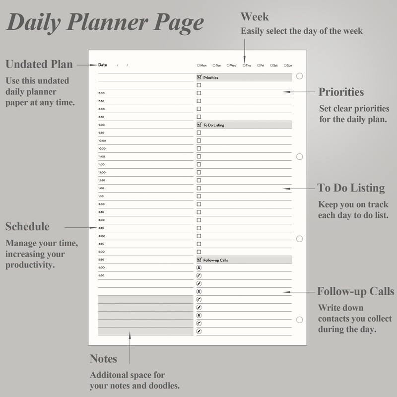 EMSHOI Undated Daily Planner 9.2" X 12", Large To Do