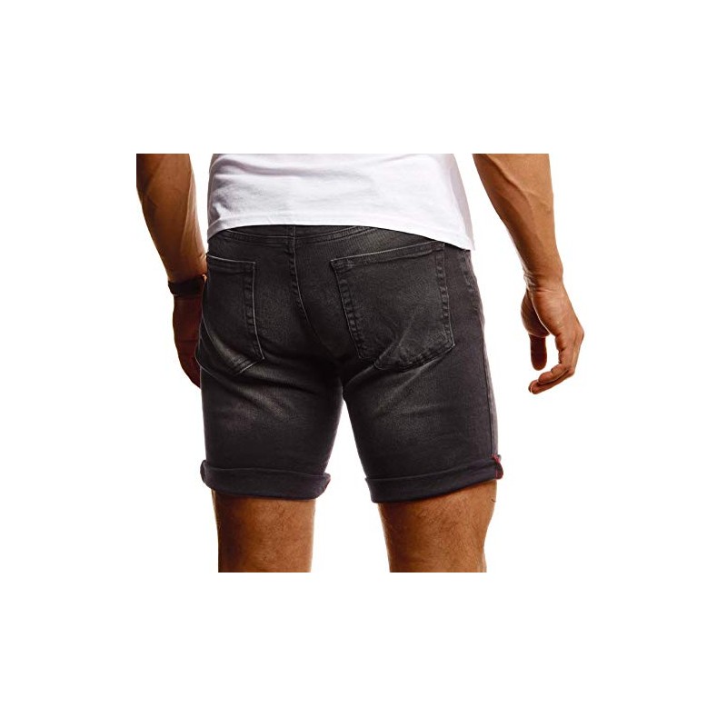 Leif Nelson LN1397 Men's Denim Shorts - Black , size: