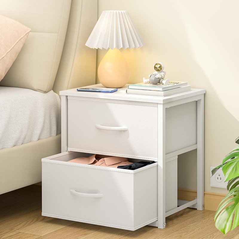 DAOUTIME 2-Pack Stackable Storage Drawers (4 Drawers Total), White Closet