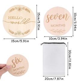 Pack of 14 Milestone Cards Baby Set, 15 cm Wooden Milestone Cards Baby with 10 cm Milestone Cards, Hello World Birth Indicator Sign for Hospital Photo Prop Baby Shower Gift